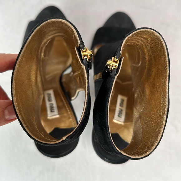 Miu Miu Cutout Suede Booties Size 38 1/2 - Picture 7 of 9